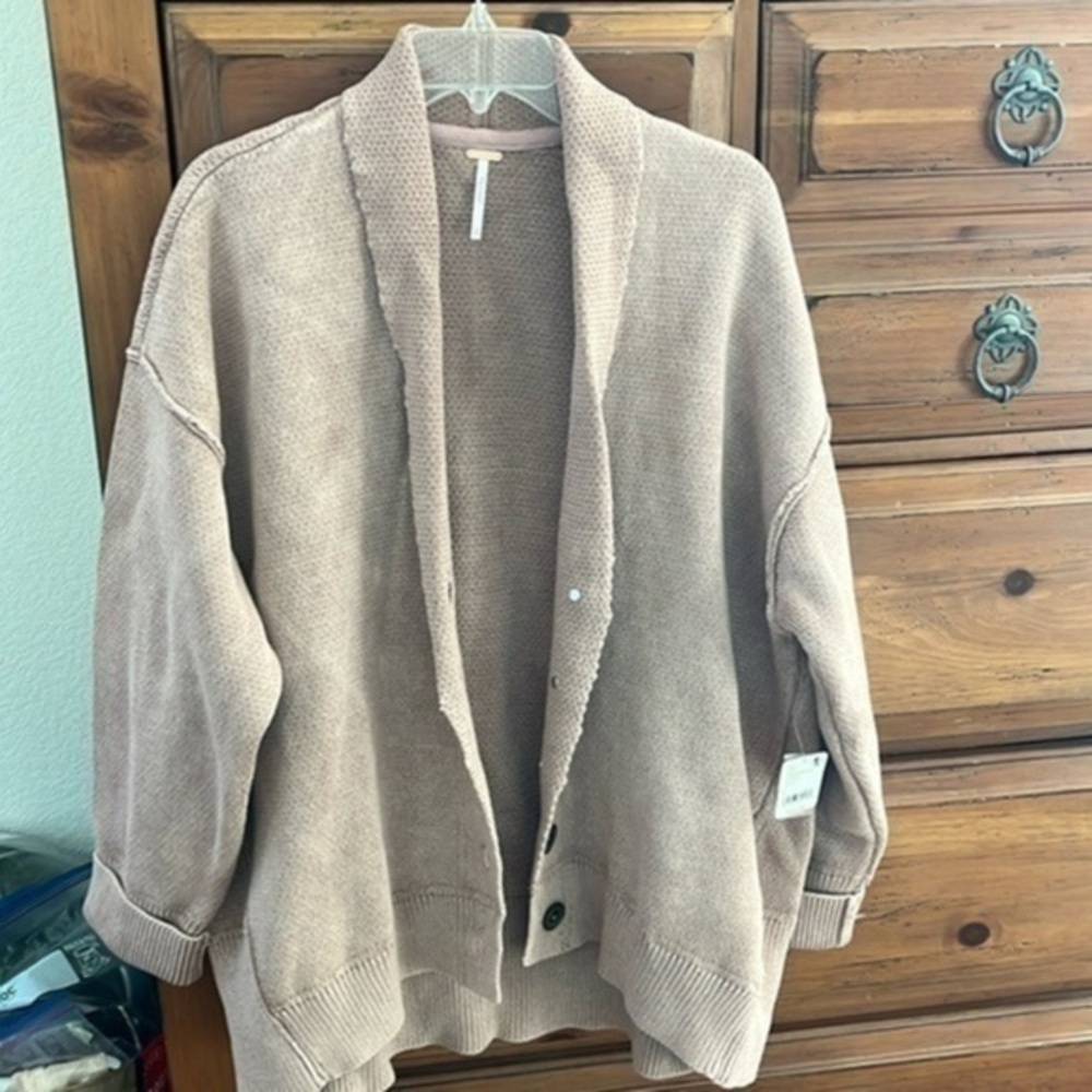 Free People Washed Rose Sugar Cardigan Size Large NWT